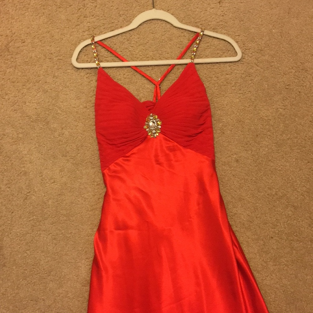 Gorgeous Red Cache gown.